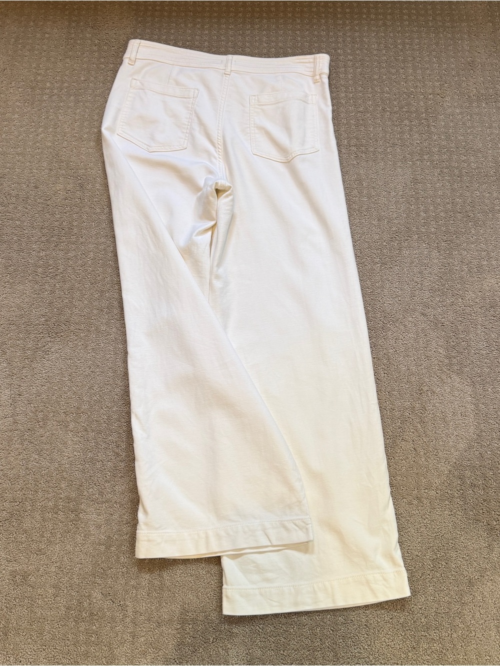 Faherty Women's Stretch Terry Harbor, Full Length Pant - Egret (ivory) Size 32 - Picture 7 of 8